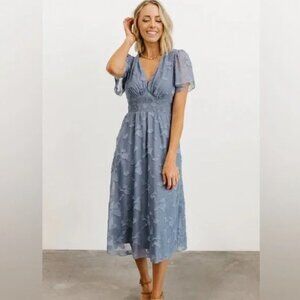 June Smocked Midi Dress | Blue | Size 1X